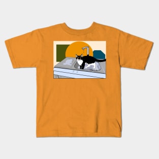 Cute Tuxedo cat Nelson playing with the water Copyright by TeAnne Kids T-Shirt